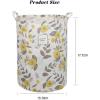 UUJOLY Collapsible Laundry Basket, Laundry Hamper with Handles Waterproof Round Cotton Linen Laundry Hamper Printing Household Organizer Basket, 19.7×15.7 inches (Gold leaf)(Yellow)