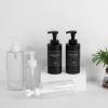 UUJOLY Foaming Soap Dispenser, 17 OZ Refillable Plastic Soap Pump Bottle for Liquid Soap, Shampoo, Body Wash, 2 Pcs, Clear(Black)