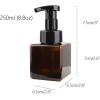 UUJOLY Foaming Soap Dispenser, 250ml (9oz) Refillable Pump Bottle for Liquid Soap, Shampoo, Body Wash (2 Pcs) (Small White)(Amber)