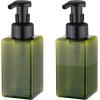 UUJOLY Foaming Soap Dispenser, 450ml (15oz) Refillable Pump Bottle Plastic for Liquid Soap, Shampoo, Body Wash (2 Pcs) (Amber)(Green)