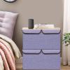 UUJOLY Large Storage Bins Linen Fabric Foldable Basket Cubes Organizer Storage Box Drawer with Lid and Handles for Home, Office, Closet, Bedroom, Nursery (Gray)(Purple)