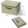 UUJOLY Large Storage Bins Linen Fabric Foldable Basket Cubes Organizer Storage Box Drawer with Lid and Handles for Home, Office, Closet, Bedroom, Nursery (Gray)(s2-Green)