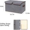 UUJOLY Large Storage Bins Linen Fabric Foldable Basket Cubes Organizer Storage Box Drawer with Lid and Handles for Home, Office, Closet, Bedroom, Nursery（Purple）(Grey)