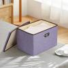 UUJOLY Large Storage Bins Linen Fabric Foldable Basket Cubes Organizer Storage Box Drawer with Lid and Handles for Home, Office, Closet, Bedroom, Nursery（Purple）(h-Purple)