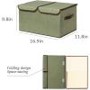 UUJOLY Large Storage Bins Linen Fabric Foldable Basket Cubes Organizer Storage Box Drawer with Lid and Handles for Home, Office, Closet, Bedroom, Nursery（Purple）(Green)