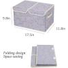 UUJOLY Large Storage Bins Linen Fabric Foldable Basket Cubes Organizer Storage Box Drawer with Lid and Handles for Home, Office, Closet, Bedroom, Nursery（Purple）(Rose-Grey)