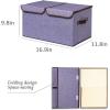 UUJOLY Large Storage Bins Linen Fabric Foldable Basket Cubes Organizer Storage Box Drawer with Lid and Handles for Home, Office, Closet, Bedroom, Nursery（Purple）(Purple)