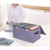 UUJOLY Large Storage Bins Linen Fabric Foldable Basket Cubes Organizer Storage Box Drawer with Lid and Handles for Home, Office, Closet, Bedroom, Nursery（Purple）(Purple)