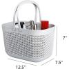 UUJOLY Plastic Organizer Storage Baskets with Handles, Shower Caddy Bins Organizer for Bathroom and kitchen（White）(Grey)