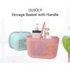 UUJOLY Plastic Organizer Storage Baskets with Handles, Shower Caddy Bins Organizer for Bathroom and kitchen（White）(Pink)