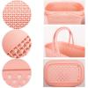UUJOLY Plastic Organizer Storage Baskets with Handles, Shower Caddy Bins Organizer for Bathroom and kitchen（White）(Pink)
