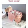 UUJOLY Plastic Organizer Storage Baskets with Handles, Shower Caddy Bins Organizer for Bathroom and kitchen（White）(Pink)