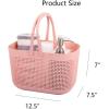 UUJOLY Plastic Organizer Storage Baskets with Handles, Shower Caddy Bins Organizer for Bathroom and kitchen（White）(Pink)