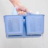 UUJOLY Plastic Portable Shower Caddy Bucket, Cleaning Shower Basket with Handle Compartments Storage Organizer for Bathroom Kitchen College Dorm Sink, Grey(Dark Blue)