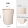 UUJOLY Plastic Small Trash Can Wastebasket, Garbage Container Basket for Bathrooms, Laundry Room, Kitchens, Offices, Kids Rooms, Dorms, (White, 1.8 Gallon)(Beige)