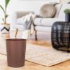 UUJOLY Plastic Small Trash Can Wastebasket, Garbage Container Basket for Bathrooms, Laundry Room, Kitchens, Offices, Kids Rooms, Dorms, (White, 1.8 Gallon)(Brown)