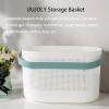 UUJOLY Plastic Storage Baskets with Handles, Shower Caddy Shelf Organizers Basket for Bathroom, Kitchen, Dorm Room, Yellow(Green)