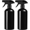 UUJOLY 17 oz Plastic Spray Bottle Trigger Empty Spray Bottles Clear Refillable Container for Water, Essential Oils, Hair, Cleaning Products, Adjustable Head Sprayer and Stream, Black, 2 Pack(Z-Black)