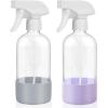 UUJOLY 17 oz Plastic Spray Bottle Trigger Empty Spray Bottles Clear Refillable Container for Water, Essential Oils, Hair, Cleaning Products, Adjustable Head Sprayer and Stream, Black, 2 Pack(Purle + Dark Grey)