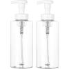 UUJOLY Foaming Soap Dispenser, 17 OZ Refillable Plastic Soap Pump Bottle for Liquid Soap, Shampoo, Body Wash, 2 Pcs, Clear(Clear)