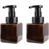 UUJOLY Foaming Soap Dispenser, 450ml (15oz) Refillable Pump Bottle Plastic for Liquid Soap, Shampoo, Body Wash (2 Pcs) (Amber)(Amber)