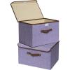 UUJOLY Large Storage Bins Linen Fabric Foldable Basket Cubes Organizer Storage Box Drawer with Lid and Handles for Home, Office, Closet, Bedroom, Nursery（Purple）(s2-Purple)