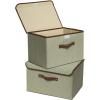 UUJOLY Large Storage Bins Linen Fabric Foldable Basket Cubes Organizer Storage Box Drawer with Lid and Handles for Home, Office, Closet, Bedroom, Nursery（Purple）(s2-Green)