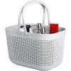 imageUUJOLY Plastic Organizer Storage Baskets with Handles Shower Caddy Bins Organizer for Bathroom and kitchenWhiteGrey