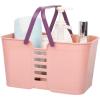 UUJOLY Plastic Storage Baskets with Handles, Storage Bin Shower Caddy Organizer for Bathroom and kitchen, Pink(Pink)