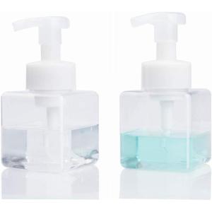 UUJOLY Foaming Soap Dispenser, 450ml (15oz) Refillable Pump Bottle Plastic for Liquid Soap, Shampoo, Body Wash (2 Pcs) (Amber)(Clear)