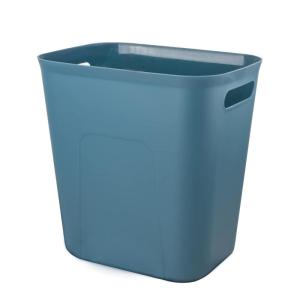 UUJOLY Plastic Small Trash Can Wastebasket, Garbage Container Basket for Bathrooms, Laundry Room, Kitchens, Offices, Kids Rooms, Dorms, 3.5 Gallon (Dark Grey)(Bluish Green)