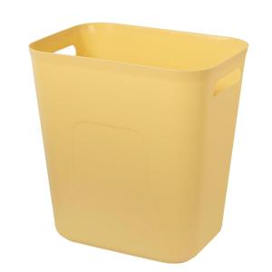 UUJOLY Plastic Small Trash Can Wastebasket, Garbage Container Basket for Bathrooms, Laundry Room, Kitchens, Offices, Kids Rooms, Dorms, 3.5 Gallon (Dark Grey)(Yellow)