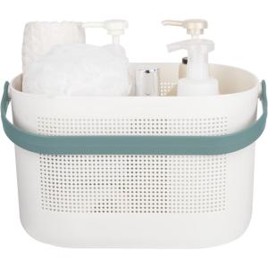 UUJOLY Plastic Storage Baskets with Handles, Shower Caddy Shelf Organizers Basket for Bathroom, Kitchen, Dorm Room, Yellow(Green)