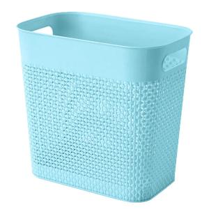 UUJOLY Plastic Trash Can Wastebasket, Garbage Container Basket for Bathrooms, Kitchens, Offices, Kids Rooms (Pink, 3 Gallon), 1 Pack(Blue)