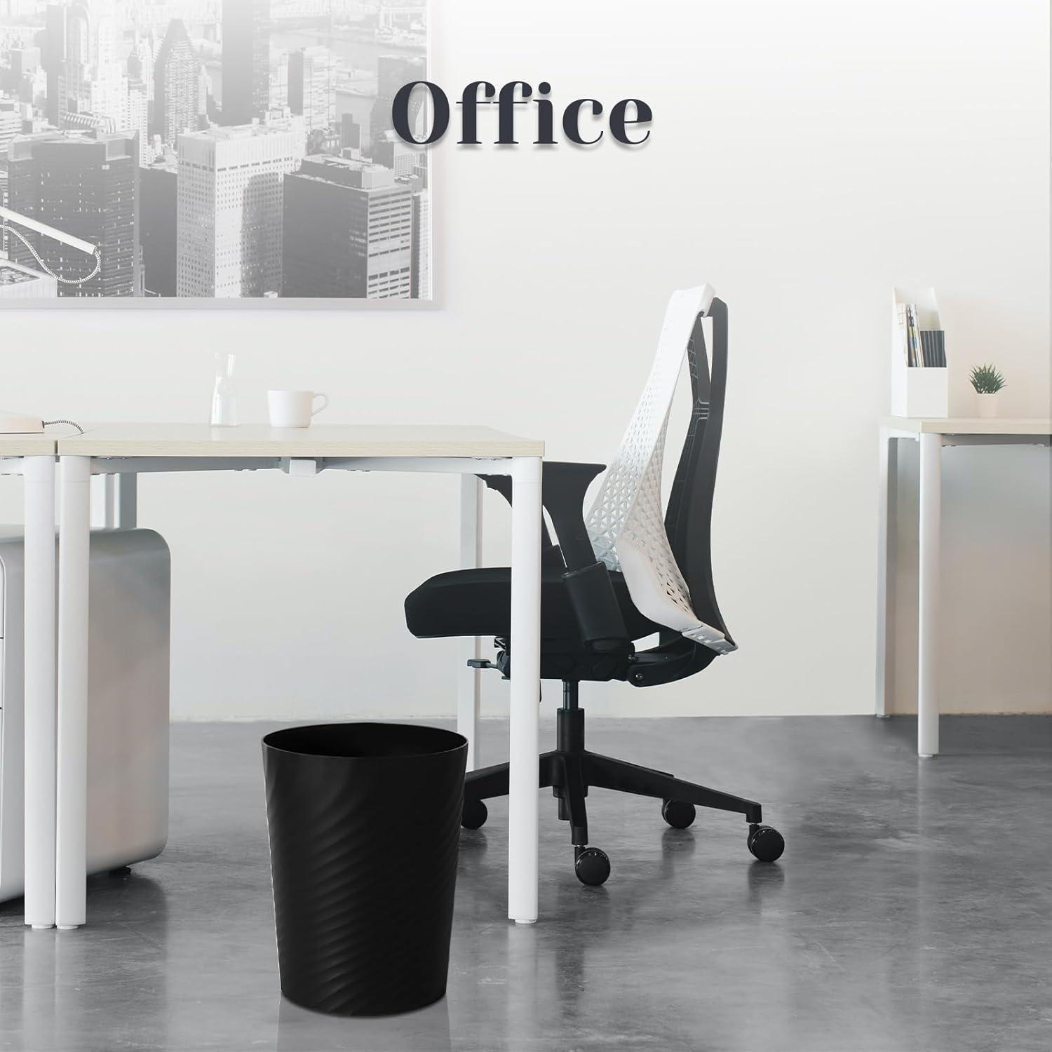 imageUUJOLY Bathroom Small Trash Can with Trash Bag Plastic Garbage Can Round Waste Basket for Bathrooms Laundry Room Kitchens Offices Kids Rooms Dorms 18 Gallons 3 Pack WhiteBlack