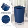UUJOLY Bathroom Small Trash Can with Trash Bag Plastic Garbage Can Round Waste Basket for Bathrooms, Laundry Room, Kitchens, Offices, Kids Rooms, Dorms, 1.8 Gallons, 3 Pack (White)(Navy Blue+Green+Beige)