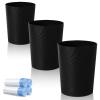 UUJOLY Bathroom Small Trash Can with Trash Bag Plastic Garbage Can Round Waste Basket for Bathrooms, Laundry Room, Kitchens, Offices, Kids Rooms, Dorms, 1.8 Gallons, 3 Pack (White)(Black)