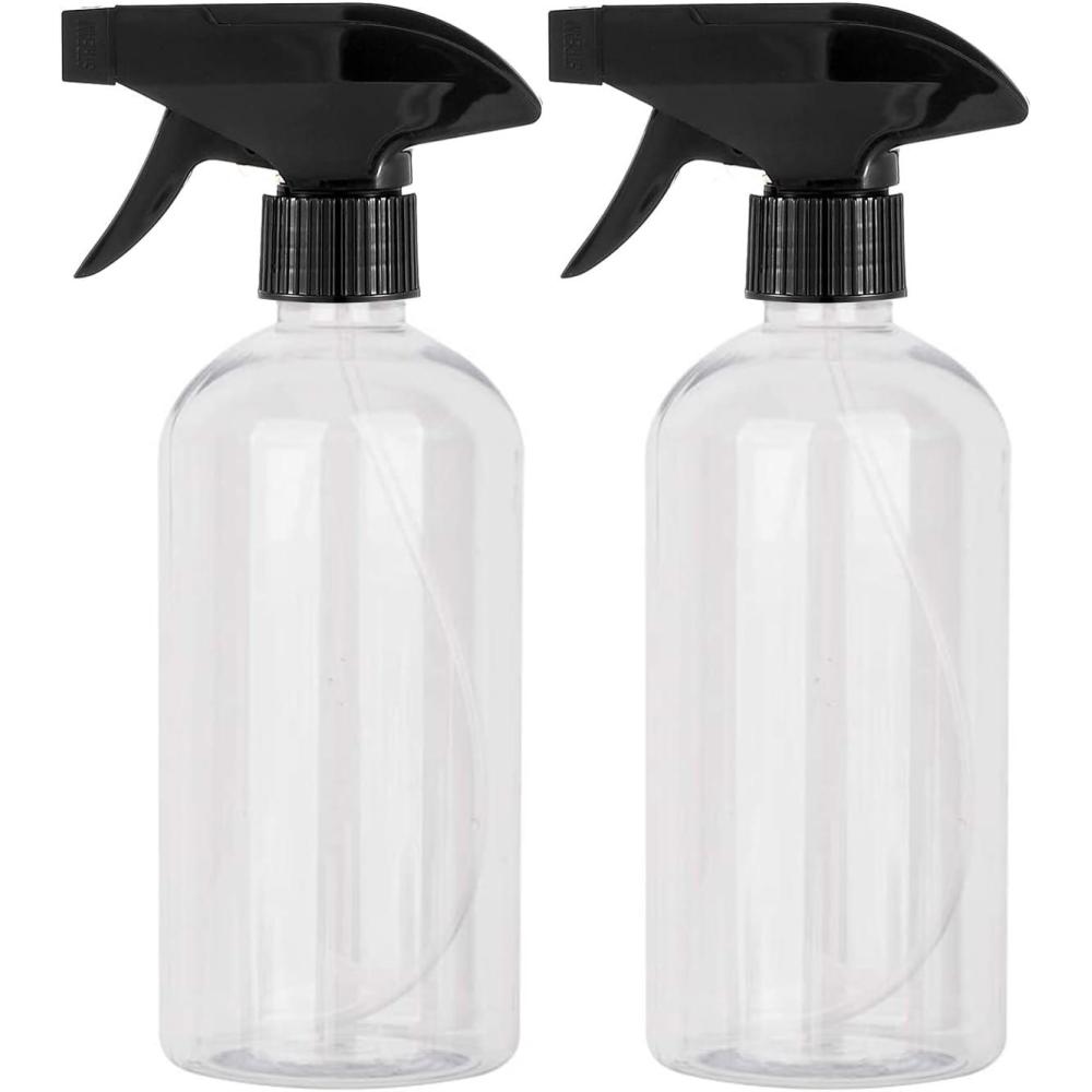 imageUUJOLY Plastic Spray Bottle Trigger Empty Spray Bottles Clear Refillable Container for Water Essential Oils Hair Cleaning Products Adjustable Head Sprayer and Stream Pink  Light Blue  PurpleClear  Black