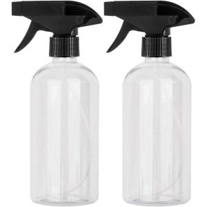 UUJOLY Plastic Spray Bottle Trigger Empty Spray Bottles Clear Refillable Container for Water, Essential Oils, Hair, Cleaning Products, Adjustable Head Sprayer and Stream, Pink + Light Blue + Purple(Clear + Black)