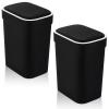 UUJOLY Small Bathroom Trash Can with Lid Slim Wastebasket Garbage Can Plastic Container Basket for Kitchen, Laundry Room, Office, Kids Room, Dorm, White, 2.6 Gallon, 2 Pack(Black)