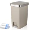Small Bathroom Trash Can with Lid and 3 Rolls Trash Bags, Step Pedal Wastebasket Plastic Garbage Can with Pop-Up Lid 2.6 Gallon Bin for Kitchen, Bedroom, Office, Dorm, Laundry, Toilet, Rv,Khaki(Khaki)