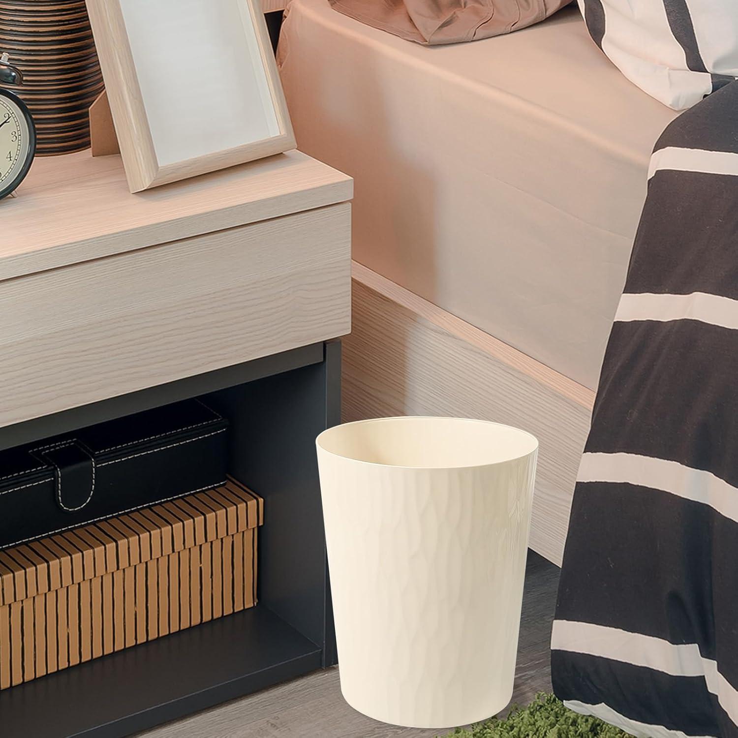 image:imageUUJOLY Small Trash Can Wastebasket Garbage Can Container Bins for BathroomsBedroom Room Kitchens Offices Kids Rooms Dorms 3 Pack WhiteBeige