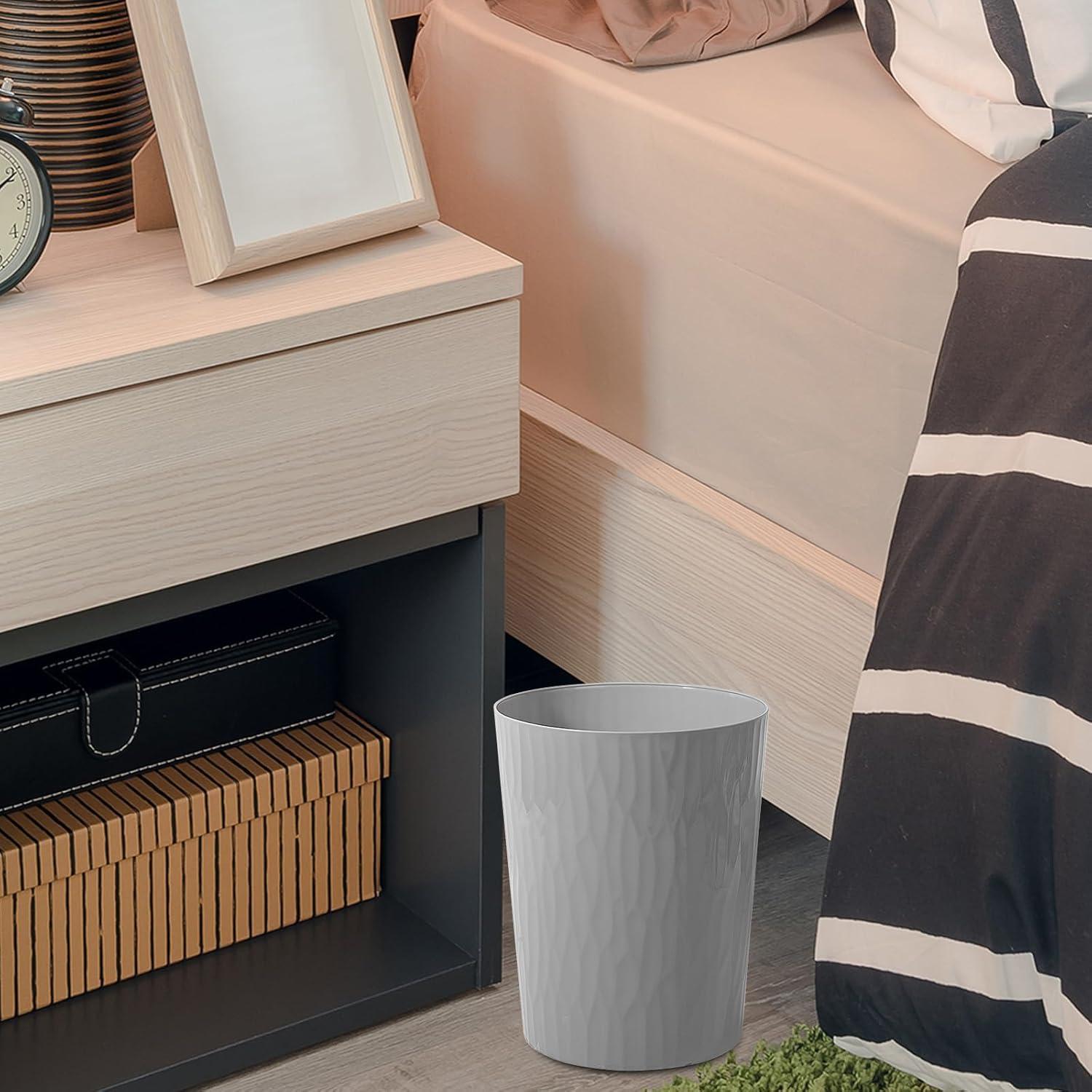 image:imageUUJOLY Small Trash Can Wastebasket Garbage Can Container Bins for BathroomsBedroom Room Kitchens Offices Kids Rooms Dorms 3 Pack WhiteGrey