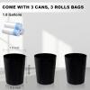 UUJOLY Small Trash Can Wastebasket Garbage Can Container Bins for Bathrooms,Bedroom Room, Kitchens, Offices, Kids Rooms, Dorms, 3 Pack, White(Black)