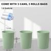UUJOLY Small Trash Can Wastebasket Garbage Can Container Bins for Bathrooms,Bedroom Room, Kitchens, Offices, Kids Rooms, Dorms, 3 Pack, White(Green)