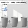 UUJOLY Small Trash Can Wastebasket Garbage Can Container Bins for Bathrooms,Bedroom Room, Kitchens, Offices, Kids Rooms, Dorms, 3 Pack, White(Grey)
