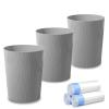 UUJOLY Small Trash Can Wastebasket Garbage Can Container Bins for Bathrooms,Bedroom Room, Kitchens, Offices, Kids Rooms, Dorms, 3 Pack, White(Grey)